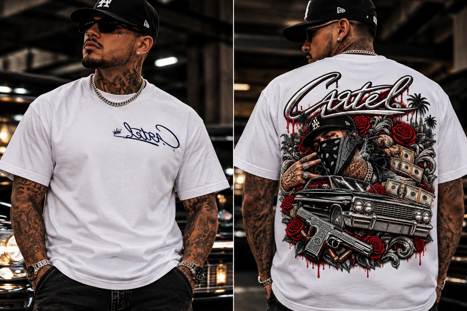 Graphic Tee in White, original front and rear photography
